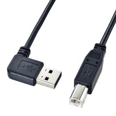 【新着商品】標準) 2m 両面挿せるL型USBケーブル(A-B ブラック Supply) KU-RL2 サンワサプライ(Sanwa