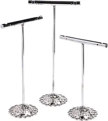 EXDUCT ピアススタンド T字 3個 セット ピアスホルダー おしゃれ ディスプレイスタンド アクセサリースタンド 腕時計(銀)