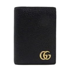 グッチ GUCCI GGマーモント カードケース 二つ折り 名刺入れ レザー 428737 ブラック 黒 美品
