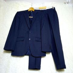 美品 スーツセレクト スーツ セットアップ 上下 ストライプ ネイビー