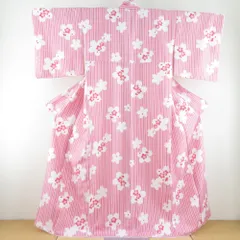 人気の 小紋 着物 袷 菱一扱い 丹後ちりめん 嵯峨 裄64.5 M 新古品 sn