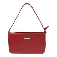 BURBERRY バーバリー コーティングレザー ロゴプレート ハンドバッグ/レッド/ワンショルダーバッグ【オールシーズン】【♀】【A】【レディース】★■556935【中古】