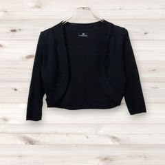 D0268 カールパークレーン Karl Park Lane カーディガン 長袖 (M) 黒 無地 ノーカラー 綿/コットン