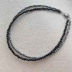 ブレスレット　テラヘルツ　 多面カット　キラキラ　華奢　二連　ブラックスピネル