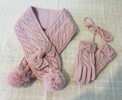 子供服　ブランド　ミキハウス　マフラー　手袋　セット　MIKIHOUSE　ピンク　マフラー　手袋