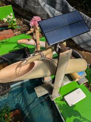超大型何処でも置くだけ循環式、オール竹製ししおどしソーラー式電池併用形