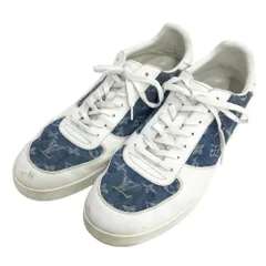 LOUIS VUITTON ルイ ヴィトン MS1118 リヴォリ・ライン デニム レザー スニーカー モノグラム ホワイト系 9 1/2 メンズ [240101367530]