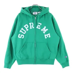 SUPREME (シュプリーム) ×24SS Champion Zip Up Hoodie フロント刺繍ロゴ ジップアップパーカー グリーン