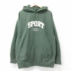 XL/古着 ギャップ GAP 長袖 スウェット パーカー メンズ 00s ワンポイントロゴ SPORT 緑 グリーン spe 25sep03 中古 スエット トレーナー 