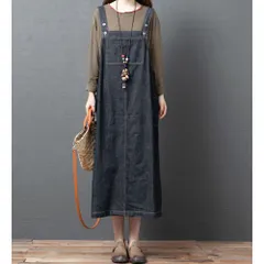 ☆ ブラック ☆ XLサイズ ☆ ジャンパースカート ワンピース デニム ジャンパースカート デニム サロペット スカート キャミワンピース ワンピース ロングワンピース オーバーオールスカート 大人 レディース マキシ丈 ジャンバースカート