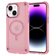 【在庫処分】15人気6.1インチ iPhone iPhone (クリアピンク 15 スマホケース ストラップホール付き 指紋防止 iPhone 滑り止め 擦り傷防止 傷に強い背面 半透明 15【2023】) 四角気嚢 マグネット搭載 15ケース耐衝撃 【Magのサムネイル