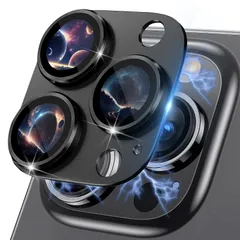 【特価商品】Pro/iPhone 15 Pro 15 Max 用 カメラ レンズ iPhone 保護カバー アイホン 15プロ/15プロマックス 対応 カメラフィルム レンズ保護フィルム アルミ合金 耐スクラッチ 耐衝撃 RicYeel カメラカバー - ブラ