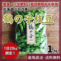 【農薬・化学肥料：栽培期間中不使用】鶴の子（枝豆）1kg 北海道 ニセコ産