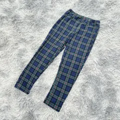 【美品】カジュアルパンツ  チェック柄  裏起毛  (4L)  総柄  ゆったり  レディース  緑系  グリーン【送料無料】