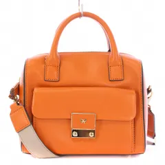 アニヤハインドマーチ ANYA HINDMARCH カーカー 2WAY ハンドバッグ ショルダーバッグ コンパクト レザー ロゴ タッセルチャーム オレンジ /BBのサムネイル