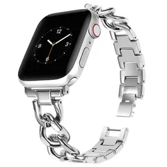Apple Watch バンド ステンレス レディース チェーン シルバー メタル ベルト series 3 4 5 6 7 8 9 SE 38 40 41 42 44 45 49 mm ドレス  可愛い おしゃれ