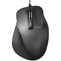 エレコム マウス 有線 Lサイズ 5ボタン (戻る・進むボタン搭載) 静音 BlueLED 握りの極み ブラック M-XGL10UBSBK 1