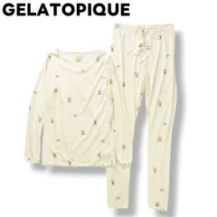 ジェラートピケ GELATOPIQUE シリアル柄 ルームウェア 上下 セットアップ パジャマ 部屋着 リラックスウェア トップス パンツ  ONE SIZE オフホワイト レディース ♪