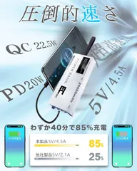 モバイルバッテリー22.5W/PD20W 急速充電 真20000Ah 4本ケーブル内蔵 業界初8台同時急速充電 PSE技術適合品 LCD電量残量表示 iPad/iPhone/Android全種対応＆軽量機内持ち込み可能 安全設計＆回路保護