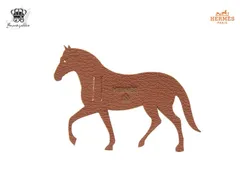 エルメス Petit h (プティ・アッシュ) ラッピングチャーム 馬 高級レザー ブラウン 刻印あり HERMES【Used 開封品】