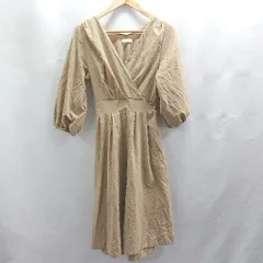 ◇ ⊂ natural couture ナチュラルクチュール 長袖 膝下丈 ワンピース サイズF ベージュ系 レディース E  【1504240024035】