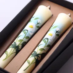 【10cm】四季の花ろうそく 2本入【しゃくやく】 ／ 全19種 芍薬 手描き 越後 新潟県 蝋燭 和柄 絵ろうそく 小池ろうそく店【メール便】