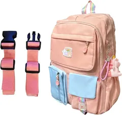 S.F.Yammy リュック キッズ 女の子 9つのポケット大容量 軽量(ピンク,  Free Size)