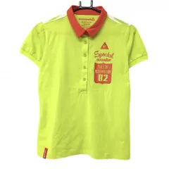 ★値下げ★【美品】ルコック 半袖ポロシャツ ライトグリーン×レッド 背面ボーダー レディース L ゴルフウェア le coq sportif