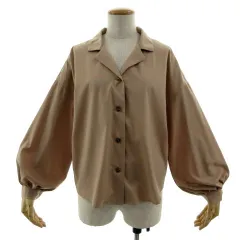 イング INGNI シャツ オープンカラー 長袖 バルーンスリーブ ブラウン 茶 M