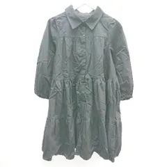 ◇ GRL ギャザーゆったり　Aライン　ボリューム ティアード シャツ ワンピース Lサイズ ブラック 女 E  【1301260040737】