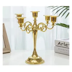 ★５本立てキャンドルスタンド　インテリアグッズ　蝋燭立て　ゴールド　ホルダー