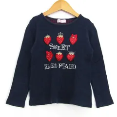 メゾピアノ 長袖Ｔシャツ トップス イチゴ柄 コットンT キッズ 女の子用 120サイズ ネイビー Mezzo Piano 【中古】