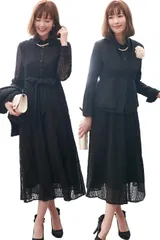 L_ブラック(BL) [ルイ ルエ ブティック] レース シャツ ワンピース セットアップ スーツ レディース スカートスーツ フォーマル カジュアル ママ セレモニー 大きいサイズ 入園式 入学式 卒業式 卒園式 結婚式 通勤 オフィス パーティ L(11号