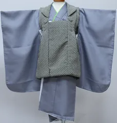 七五三 三歳 男児 被布着物セット 江戸小紋柄 グレー×黒 祝着 男の子 三才 ３歳 ３才 NO39811