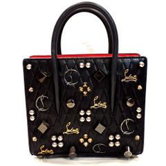 Th994361 クリスチャンルブタン パロマ スタッズ ハンドバッグ 2way ショルダー 本革 ブラック×レッド系 Christian Louboutin 中古