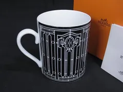 ■極美品■ HERMES エルメス H Deco アッシュデコ マグカップ 食器  テーブルウェア ブラック系×ホワイト系 BM8750