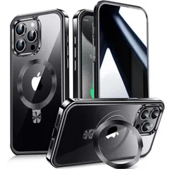 新品 【多機能隠しスタンド・マグセーフ対応・覗き見防止】WTAIYUN iPhone 15 Pro Max 用 ケース 全面保護 CDリング 縦横両対応 ワイヤレス充電対応 米軍MIL規格 耐衝撃 高感度タッチ 両面 いphone15プロマックス カバー スト