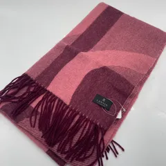 冬KO3254□LANVIN COLLECTION ストール マフラー フリンジ付き 幾何学柄 ピンクブラウン系