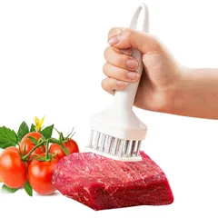 新品 SensaBliss 肉筋切り器 ミートテンダライザー 肉叩き 肉たたき 24本刃 ステンレス鋼製 お肉が柔らかくなる 肉刺し器 筋切り ミートプレス キッチン便利グッズ ビーフ/チキン/ポーク 肉押さえ 調理ミート ニードルツール 調理器具 （白)
