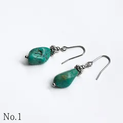 NO.1/天然石タンブルターコイズのピアス