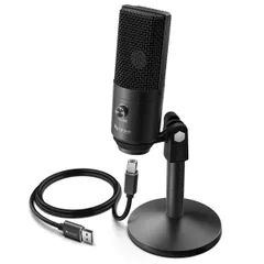 FIFINE K670B USBマイク コンデンサーマイク 単一指向性 マイクスタンド高さ調節可能 ABタイプ Windows/Mac/PS4 ブラックカラー 正規代理店