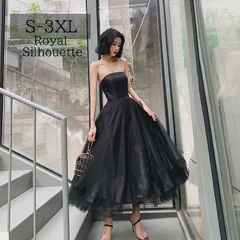 パーティドレス ブラック 黒 ナイトドレス ドレス ワンピース 大きいサイズ 謝恩会 結婚式 ロング丈 透け感 S M L XL LL 2XL XXL 3XL XXXL 姫系 チューブトップ フェミニン 紐タイプ パーティー レース プリンセス