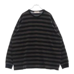 Graphpaper (グラフペーパー) Border L/S Tee ボーダー クルーネック長袖Tシャツ カットソー ブラック/グレー GU211-70145Bのサムネイル