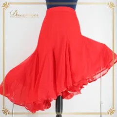 社交ダンス 衣装 スタンダード ラテン スカート レッスンウェア レディース オールシーズン レッド系 赤 SEKINE セキネ 無地 派手 シンプル アシメ アシンメトリー ダンス スカート フレア スカート おしゃれ 女性用 練習着 フォルム