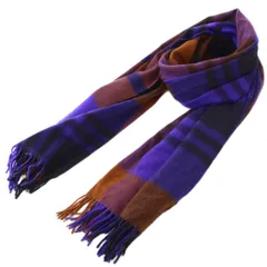 JOSHUA ELLIS ジョシュアエリス プライマリーブラックウォッチ ストール マフラー フリンジ チェック柄 カシミヤ 紫 パープル 茶 ブラウン /BB