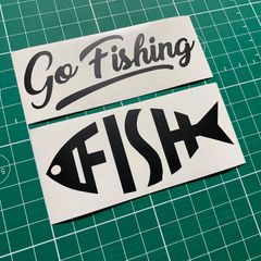 在庫処分セール 艶消し黒セット FISH&Go Fishingカッティングステッカー タックルボックス ルアーケース クーラーボックス ギアボックス クーラーボックス コンテナボックス 収納ボックス