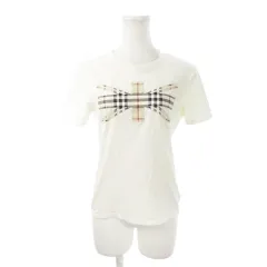 バーバリー ロンドン BURBERRY LONDON Tシャツ カットソー ラウンドネック 丸首 半袖 アウトステッチ ノバチェック ユニオンジャック 1 S 白 ホワイト /MN16 ■GY13