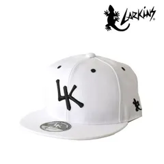 LARKiNS 帽子《ホワイト》新品 未使用 ラーキンス キャップ ストレートキャップ メンズ レディース ロゴ トカゲ 刺繍 ライセンス シール 無地 大きいサイズ 日除け 紫外線対策 【C9D】ファッション メンズ