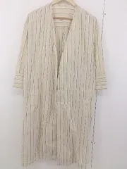 ◇ SIMPLICITE ストライプ ロング 長袖 シャツ カーディガン ベージュ ホワイト ネイビー レディース  【中古】 【1206200009112】
