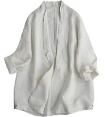 XL_ホワイト [MaxWant] リネン テーラードジャケット ライトアウター レディース テーラード 夏アウター 長袖 薄手 春夏 ナチュラル ゆったり (XL, ホワイト)